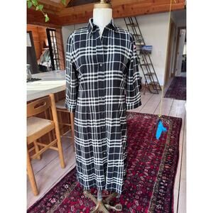 Burberry wool shirt dress women’s sz 6 black white check excellent condition